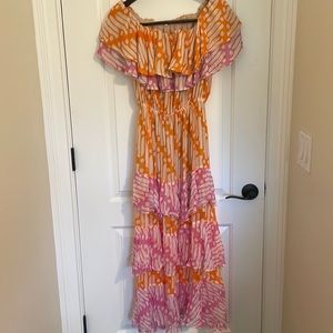 RHODE dress size small, orange and pink.